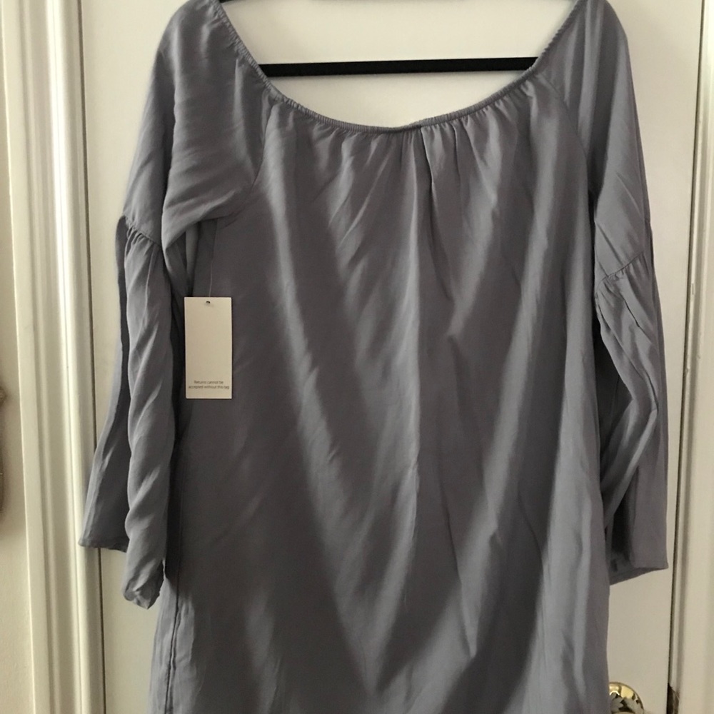 Blue off the shoulder dress